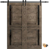 Sturdy Barn Door | Cognac Oak with Black Glass | Buy Doors Online