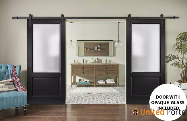 Sturdy Barn Door with Frosted Glass | Solid Panel Interior Doors | Lucia 0022