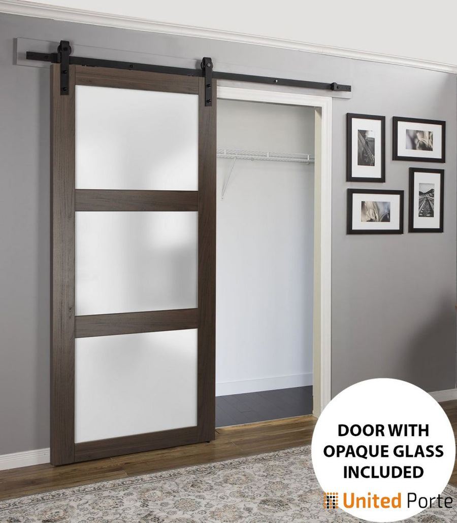 Sturdy Barn Door with Frosted Glass | Solid Panel Interior Door | Lucia 2552