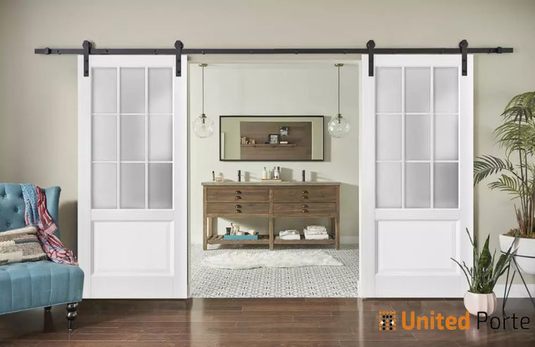 Sturdy Barn Door with Frosted Glass | Solid Panel Interior Doors | Felicia 3309