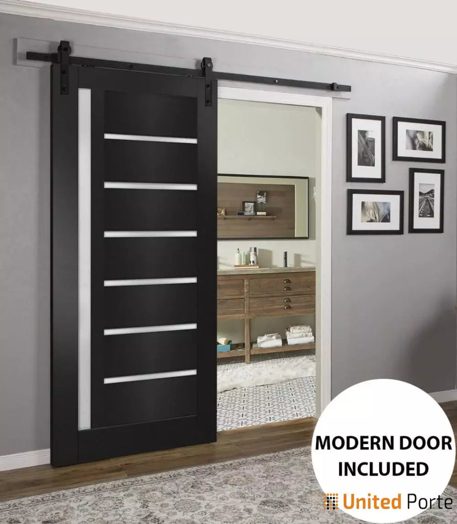 Sturdy Barn Door with Frosted Opaque Glass | Solid Panel Interior Doors | Quadro 4088