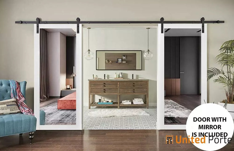 Sturdy Barn Door with Mirror | Modern Solid Panel Interior Doors | Lucia 1299