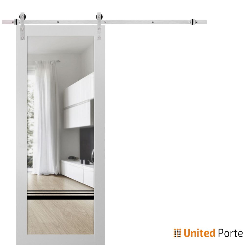 Sturdy Barn Door with Clear Glass | Modern Solid Panel Interior Doors | Lucia 2666