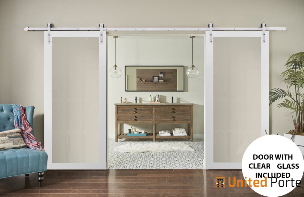 Sturdy Barn Door with Clear Glass | Modern Solid Panel Interior Doors ...