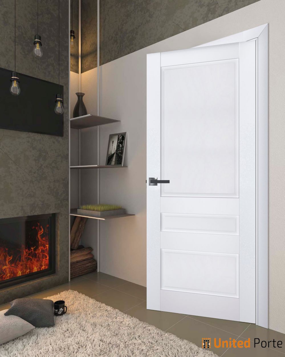 Swing Interior Solid French Door with Decorative Panels | Bathroom Bedroom Sturdy Doors | Veregio 7411