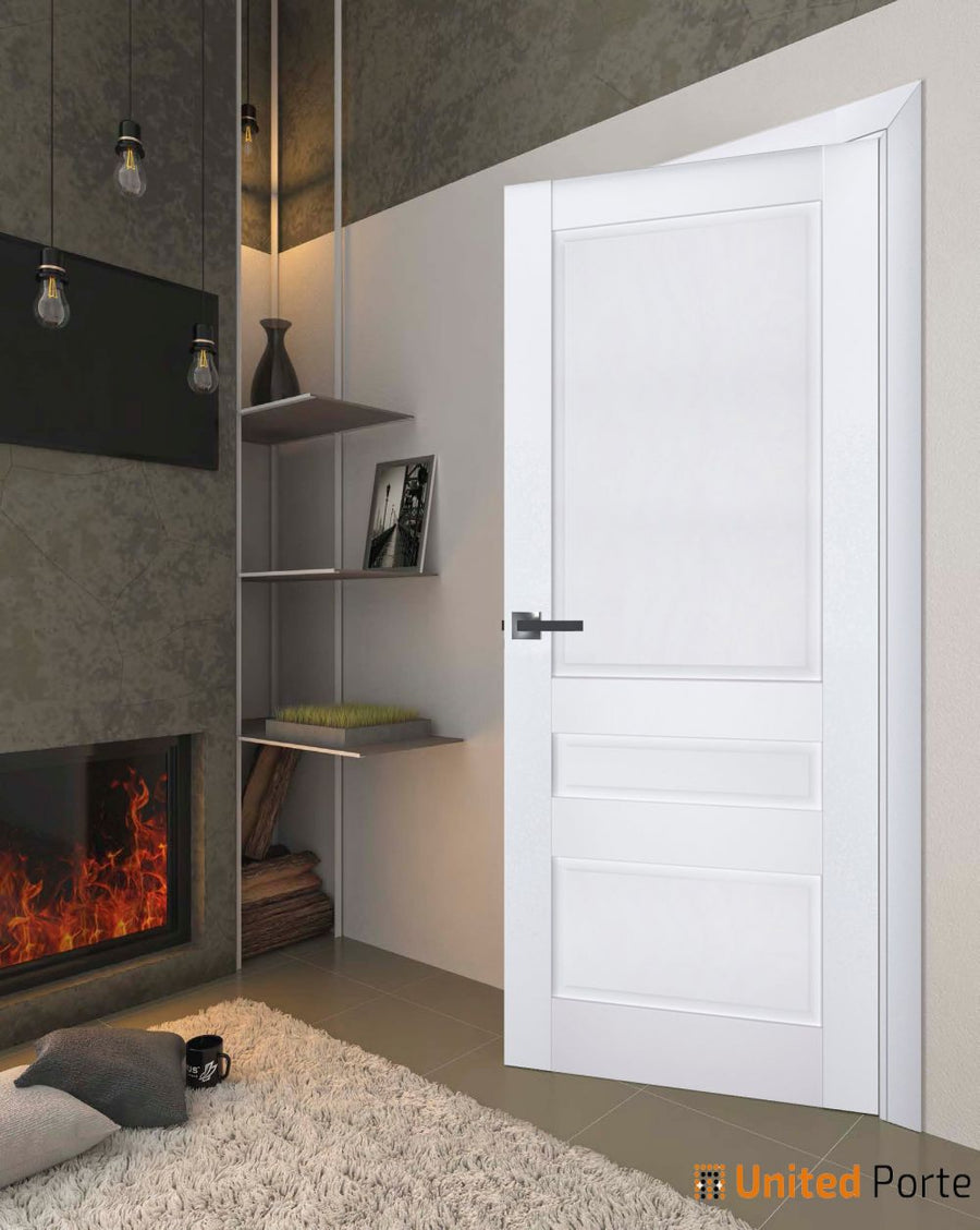 Swing Interior Solid French Door with Decorative Panels | Bathroom Bedroom Sturdy Doors | Veregio 7411
