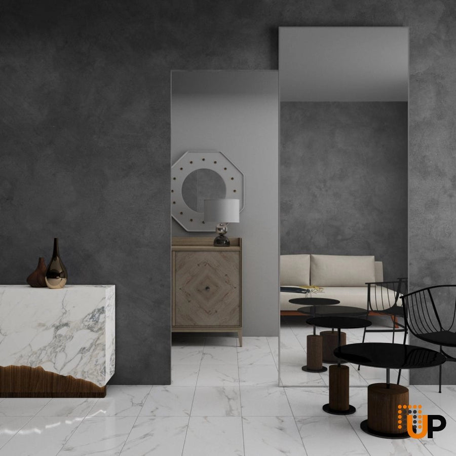 Single solid wood with honeycomb sliding modern interior hidden barn door with mirror glass | Termix 0808