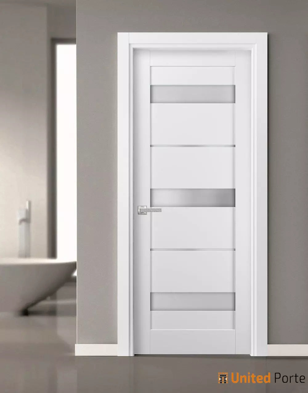 French Panel Lite Doors with Frosted Opaque Glass | Bathroom Bedroom Sturdy Doors | Quadro 4055