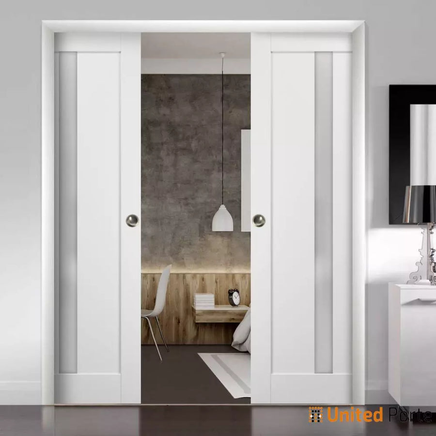 French Pocket Door with Frames | Solid Wood Interior Sliding Closet Sturdy Doors | Quadro 4112