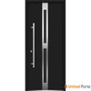 Front Exterior Prehung Steel Door | Stainless Inserts Single Modern Painted Door | Deux 1715