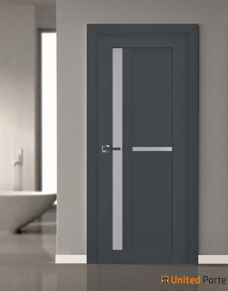 Interior Solid French Door with Frosted Glass | Bathroom Bedroom Sturdy Doors | Veregio 7288