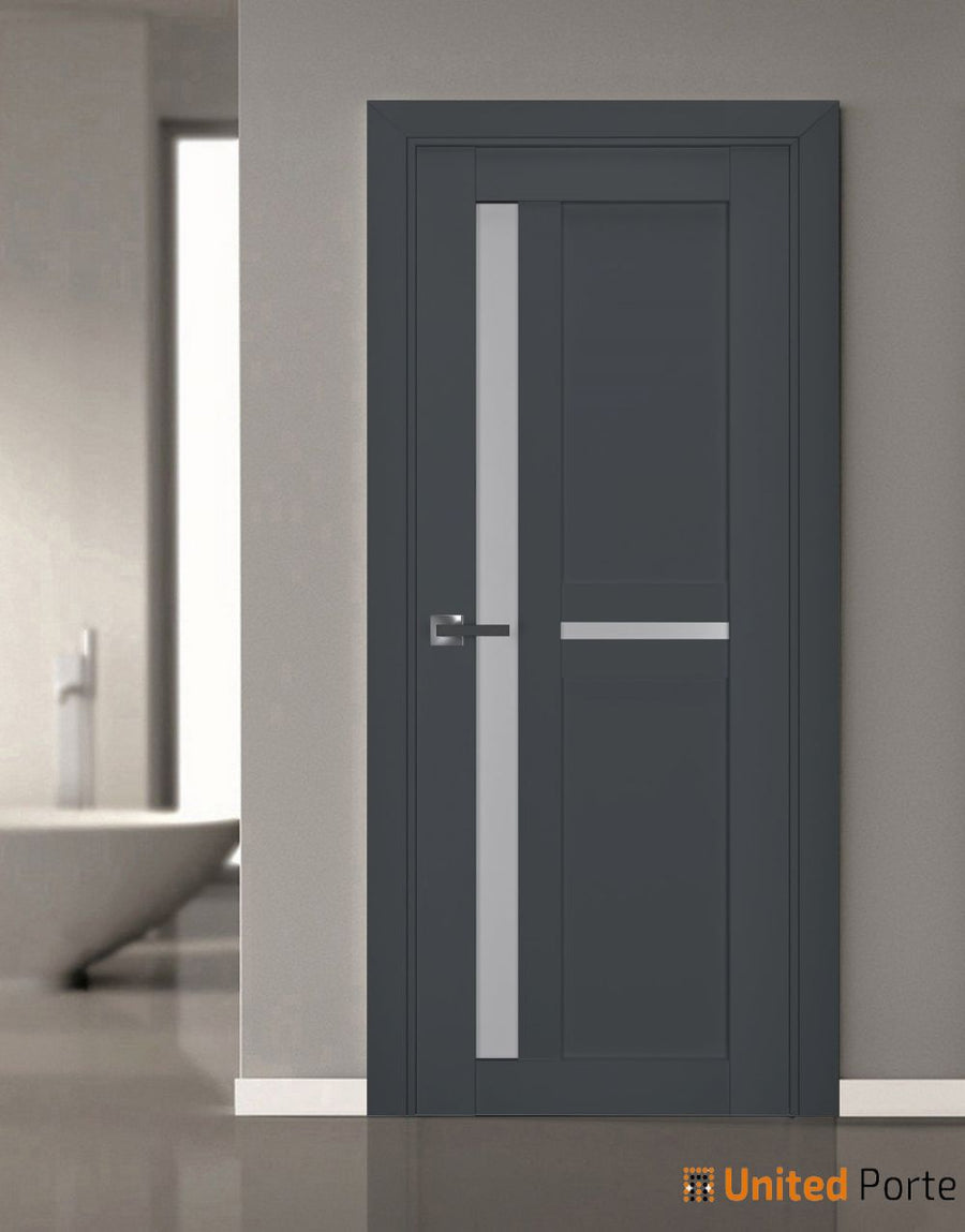 Interior Solid French Door with Frosted Glass | Bathroom Bedroom Sturdy Doors | Veregio 7288