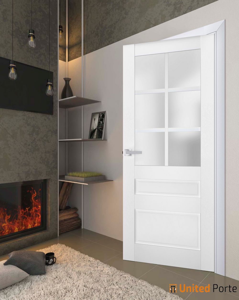 Interior Solid French Door with Frosted Glass Bathroom Bedroom Sturdy