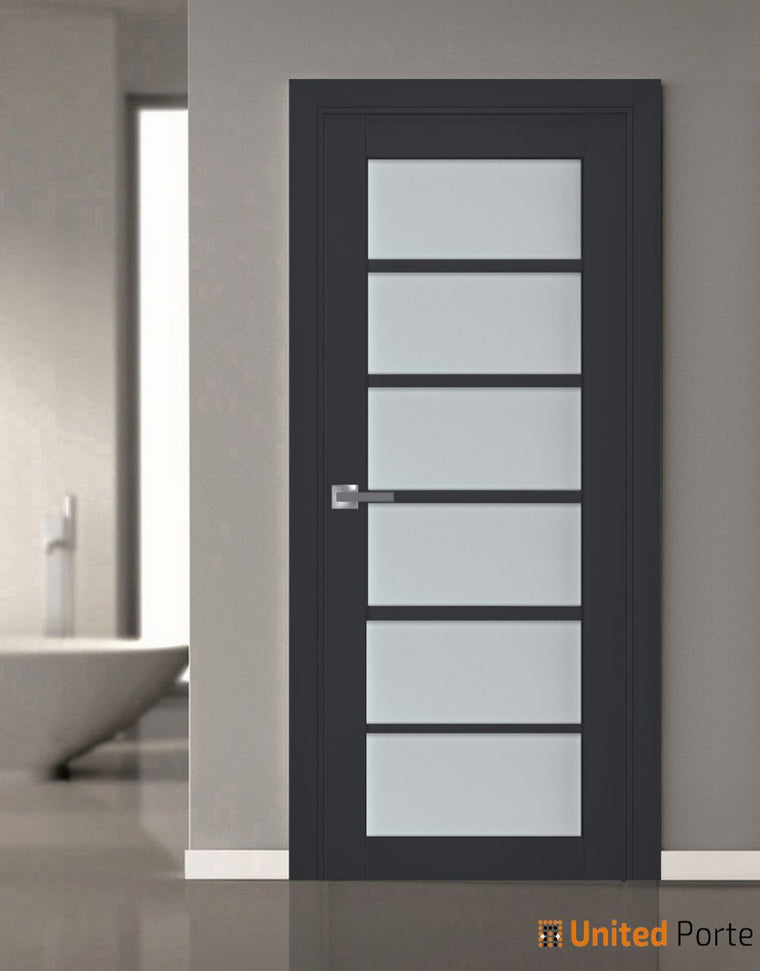 Interior Solid French Door with Frosted Glass | Bathroom Bedroom Sturdy Doors | Veregio 7602