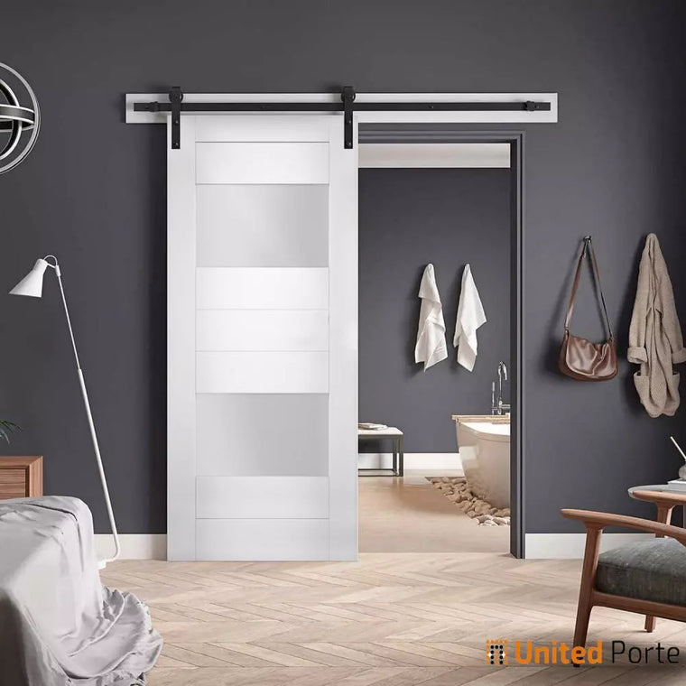 Modern Barn Door with Opaque Glass | Solid Panel Interior Doors | Sete 6222