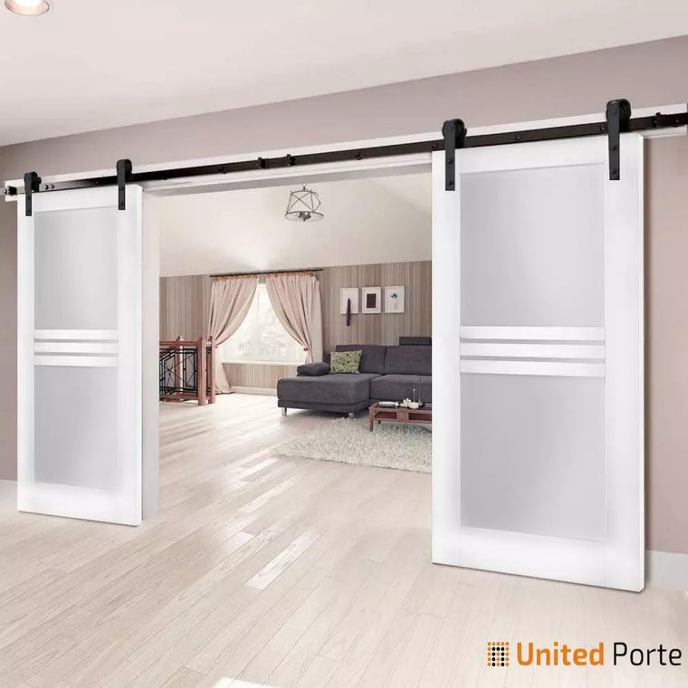 Modern Barn Door with Opaque Glass | Solid Panel Interior Doors | Mela 7222