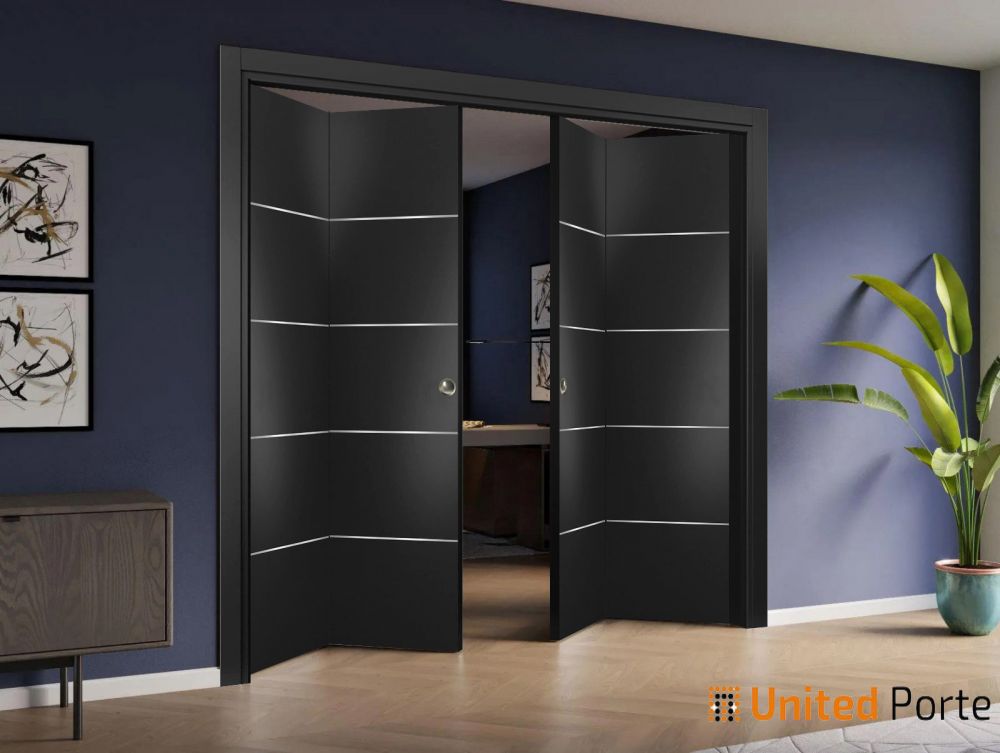 Modern Interior Sliding Closet Bi-fold Door with Hardware | Solid Panel Interior Doors | Planum 0020