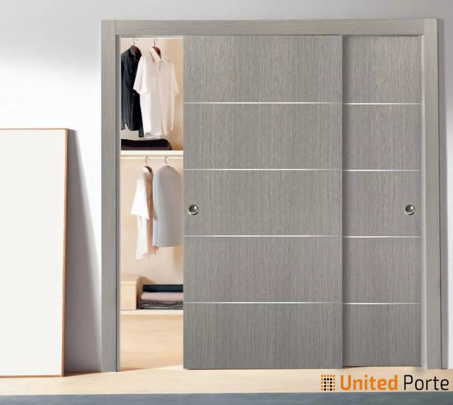Modern Interior Sliding Closet Bypass Door with Hardware | Solid Panel Interior Doors | Planum 0020