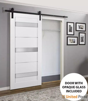 Sliding Barn Door with Frosted Opaque Glass | Lite Wooden Solid Panel Interior Doors | Buy Doors Online