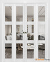 Sliding Closet Bi-fold Doors with Clear Glass | Wood Solid Bedroom Wardrobe Doors | Buy Doors Online