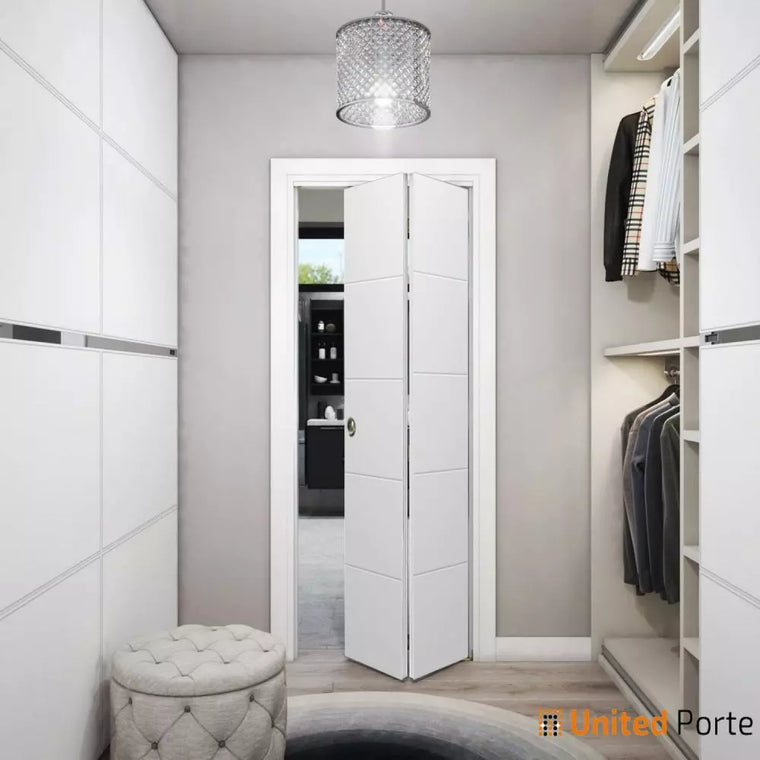 Sliding Closet Bi-fold Doors with Decorative Panels | Wood Solid Bedroom Wardrobe Doors | Planum 0770