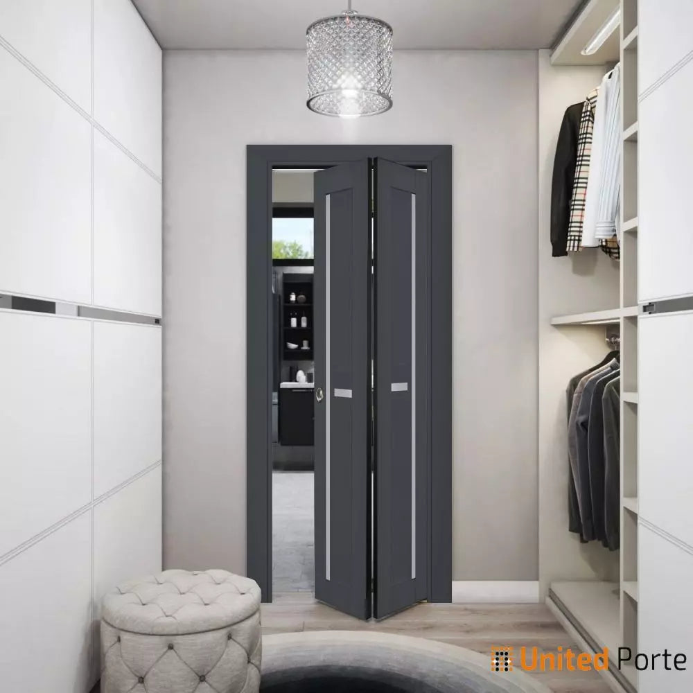 Sliding Closet Bi-fold Doors with Frosted Glass| Wood Solid Bedroom Wardrobe Doors | Veregio 7288