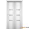 Sliding Closet Bypass Door with Frosted Opaque Glass | Wood Solid Bedroom Wardrobe Doors | Buy Doors Online
