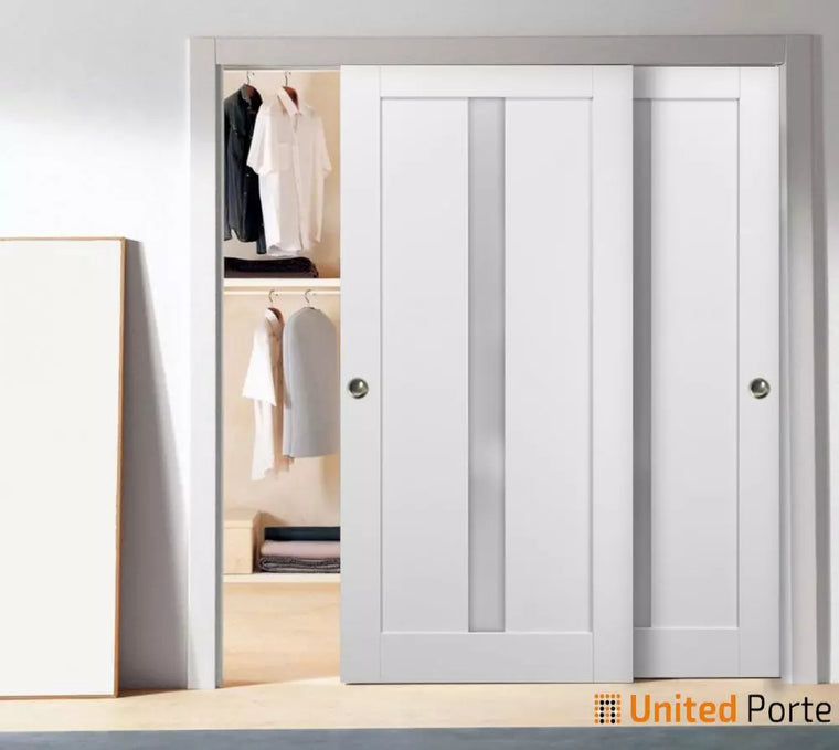 Sliding Closet Bypass Door with Hardware | Kitchen Lite Wooden Solid Bedroom Wardrobe Doors | Quadro 4112