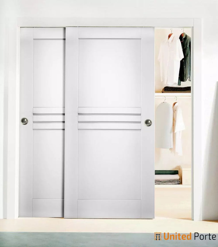 Sliding Closet Bypass Doors with Hardware | Wood Solid Bedroom Wardrobe Doors | Mela 7444