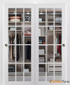 Sliding Closet French Bypass Door with Clear Glass | Wood Solid Bedroom Wardrobe Doors | Buy Doors Online