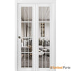 Sliding French Closet Bi-fold Door with Clear Glass | Wood Solid Bedroom Wardrobe Doors | Buy Doors Online