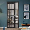 Sliding French Pocket Door with Clear Glass | Solid Wood Interior Bedroom Sturdy Doors | Buy Doors Online