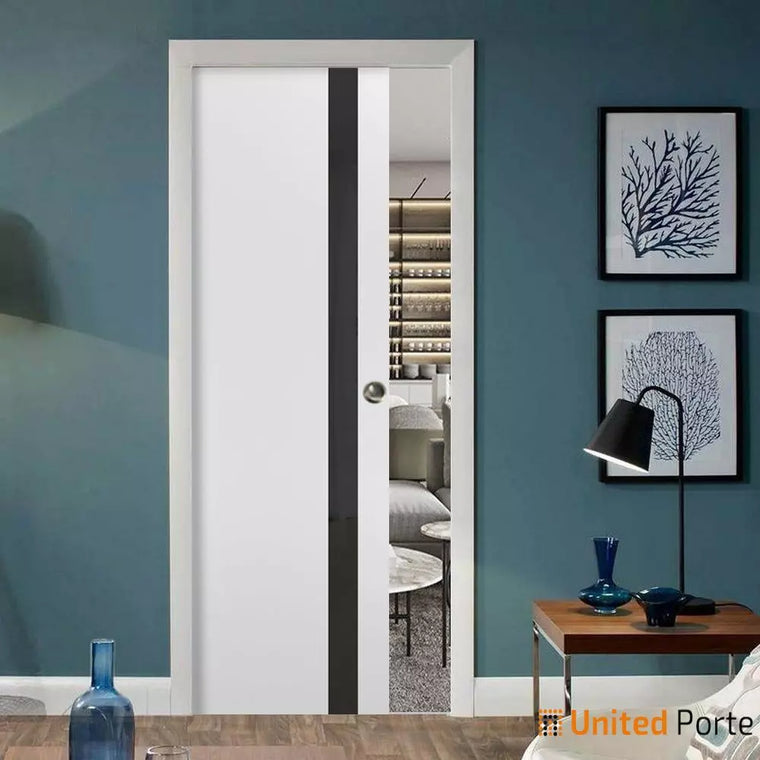 Sliding French Pocket Door with Frosted Glass | Solid Wood Interior Bedroom Sturdy Doors | Planum 0440