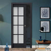 Sliding French Pocket Door with Frosted Glass | Solid Wood Interior Bedroom Sturdy Doors | Buy Doors Online