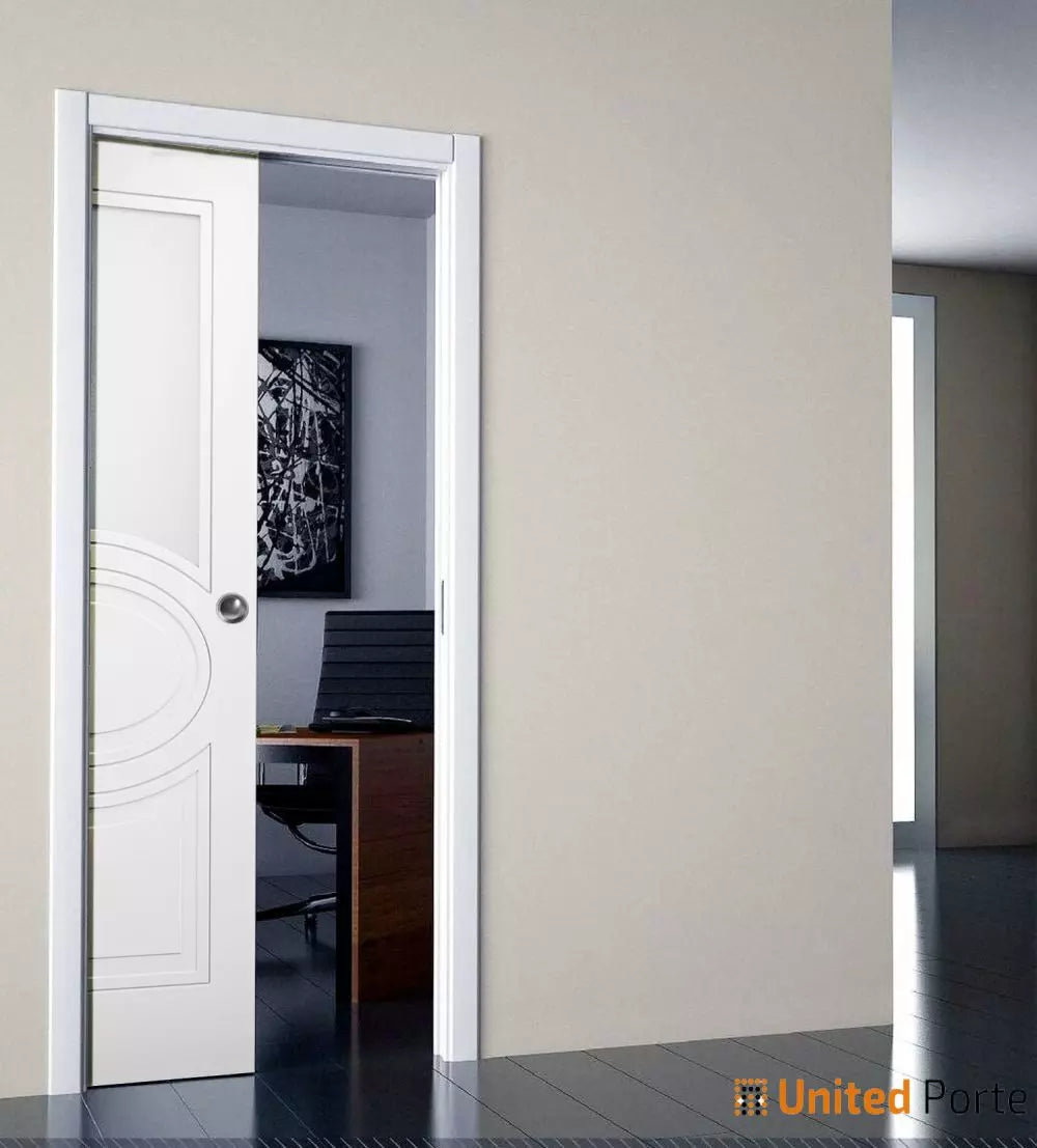 Sliding Pocket Door with Opaque Glass | MDF Interior Bedroom Modern Doors | Mela 7012