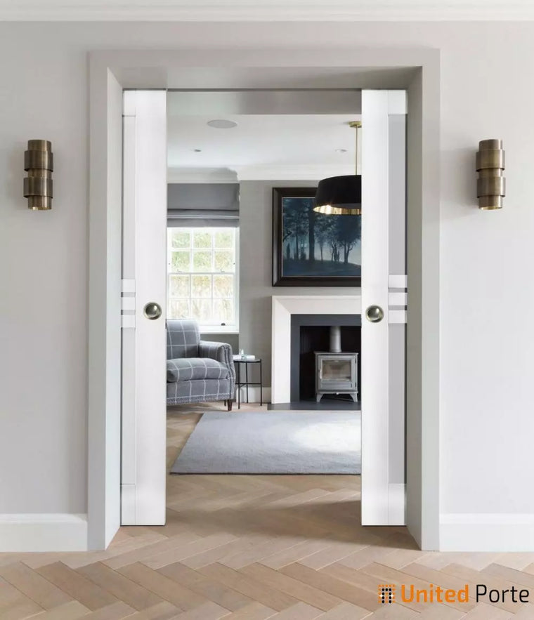 Sliding Pocket Door with Opaque Glass | MDF Interior Bedroom Modern Doors | Mela 7222
