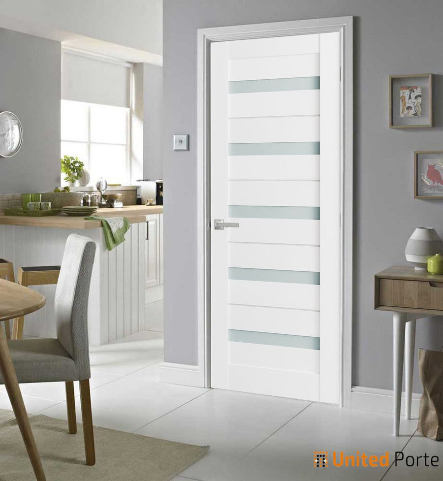 Solid French Door with Frosted Glass | Bathroom Bedroom Sturdy Doors | Quadro 4445
