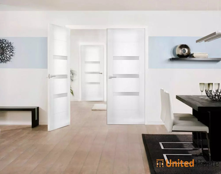 Solid French Door with Frosted Opaque Glass | Bathroom Bedroom Modern Doors | Sete 6900