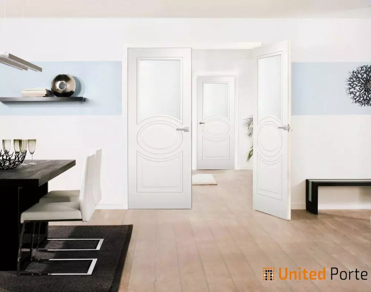 Solid French Door with Opaque Glass | Bathroom Bedroom Modern Doors | Mela  7012