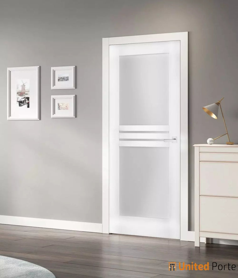 Solid French Door with Opaque Glass | Bathroom Bedroom Modern Doors | Mela 7222