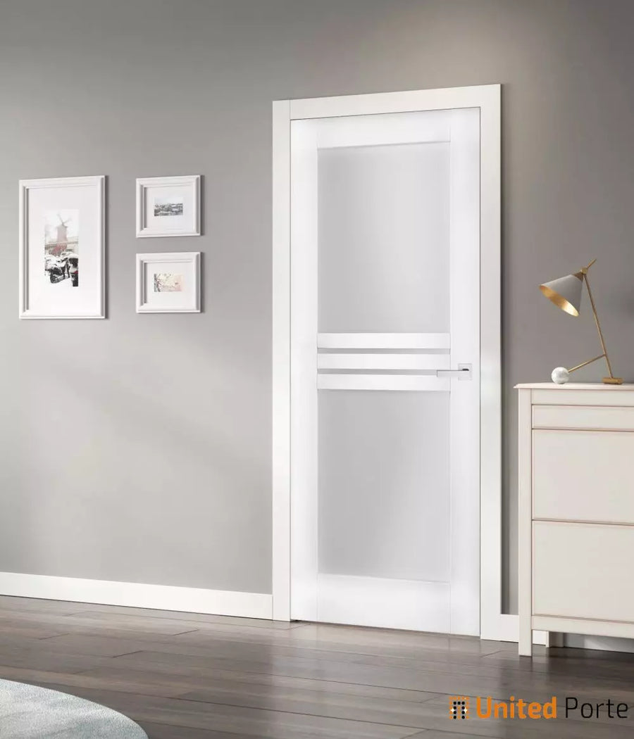 Solid French Door with Opaque Glass | Bathroom Bedroom Modern Doors | Mela 7222