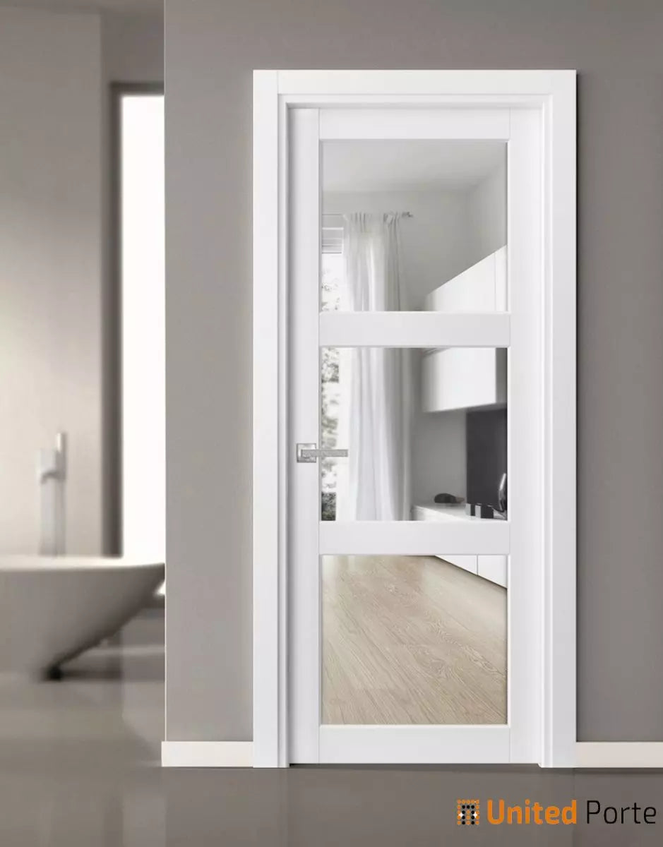 Solid French Interior Doors with Clear Glass Bathroom Bedroom Sturdy