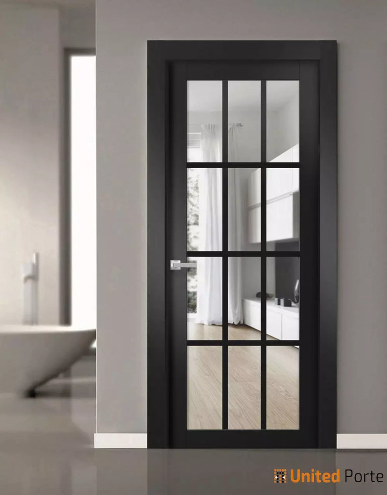 Solid French Interior Door with Clear Glass | Bathroom Bedroom Sturdy Doors | Felicia 3355