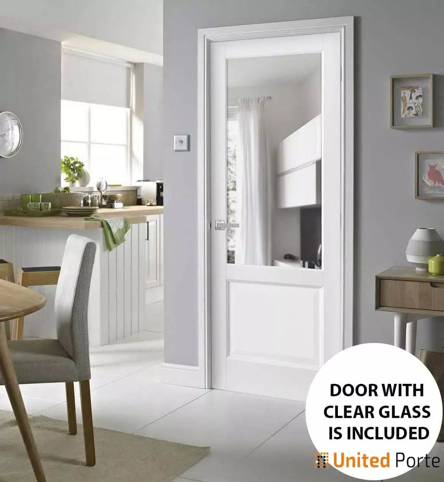 Solid Interior French Door with Clear Glass | Closet Bedroom Sturdy Doors | Lucia 1533