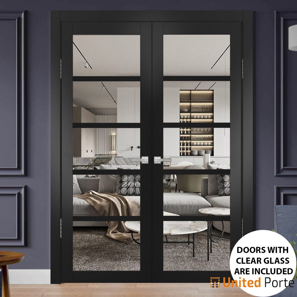 Solid Interior French Door with Clear Glass Closet Bedroom Sturdy