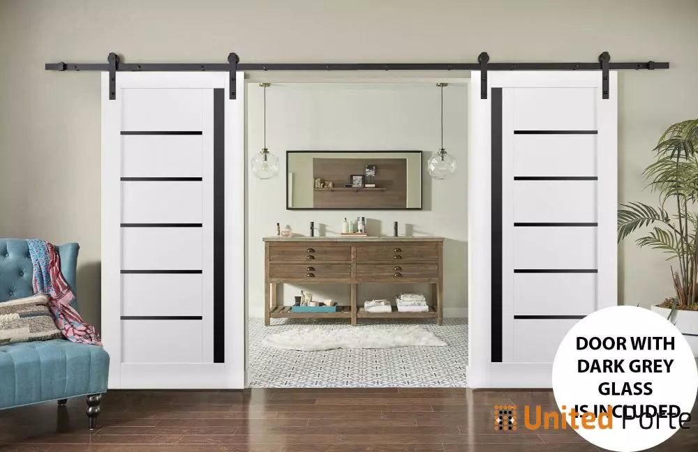 Sturdy Barn Door with Black Glass | Solid Panel Interior Doors | Quadro 4588