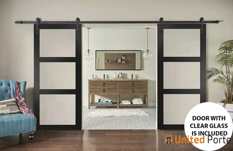 Sturdy Barn Door with Clear Glass | Solid Panel Interior Doors | Lucia 2555