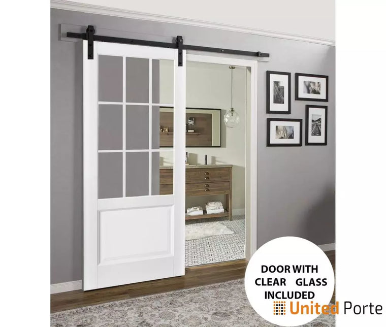 Sturdy Barn Door with Clear Glass | Solid Panel Interior Doors | Felicia 3599