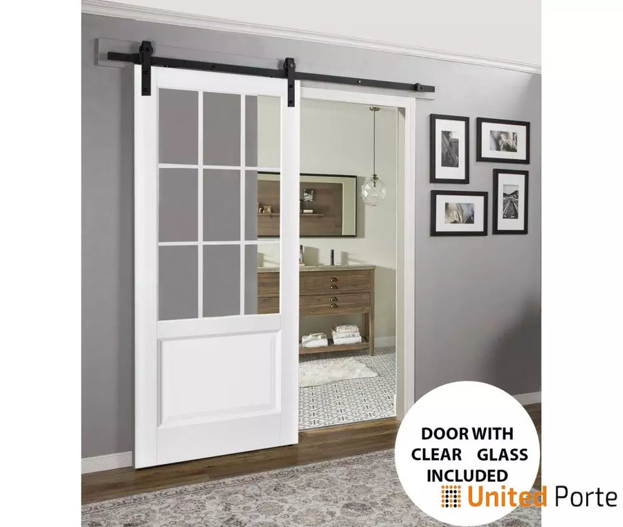 Sturdy Barn Door with Clear Glass | Solid Panel Interior Doors | Felicia 3599