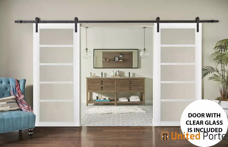 Sturdy Barn Door with Clear Glass | Solid Panel Interior Doors | Quadro 4522